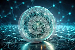 Interconnected network sphere a digital world representation of global communication and data flow. Generative AI