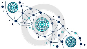 Interconnected network, technology, global communication, data flow, digital connections, vector design Generative AI