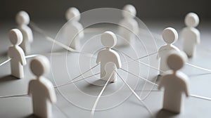 Interconnected Network of White Figures: Collaboration, Teamwork, and Global Communication Concept
