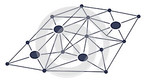 Interconnected nodes network, abstract technology web, vector design Generative AI
