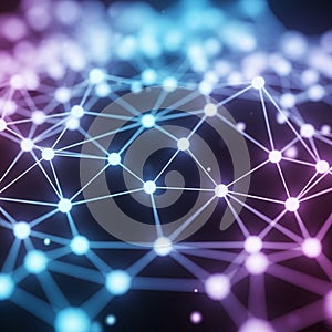 Interconnected nodes represented by glowing dots