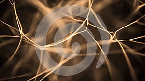 Interconnected nodes representing artificial intelligence in a dark environment