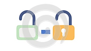 Interconnected Open & Closed Padlocks, vector design Generative AI