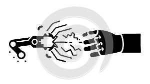 Interconnected Robotic Hands. Digital Connection, vector design Generative AI