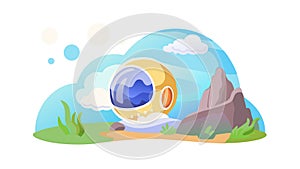 Interconnected Spheres Dome: Abstract Network Design, vector design Generative AI