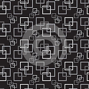 Interconnected squares in grey scale. seamless pattern and background design