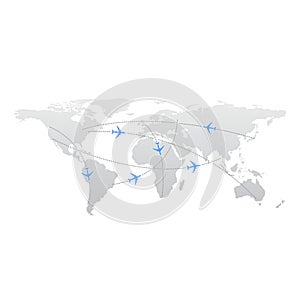 Intercontinental flight routes map photo