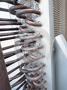 Intercooler detail. Brass pipes inside of ribbed box