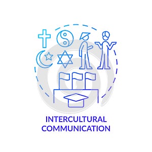 Intercultural communication blue gradient concept icon