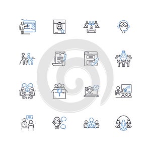 Intercultural communication line icons collection. Diversity , Globalization , Multiculturalism , Adaptation