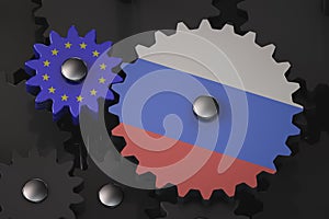 Interdependence of the European Union and Russia illustration. Geopolitical theme photo
