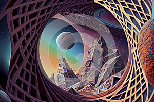 Interdimensional travel and parallel universes, ai illustration