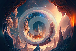 Interdimensional travel and parallel universes, generative ai illustration