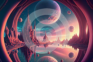 Interdimensional travel and parallel universes, generative ai illustration