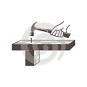 Interest illustration of hammer work