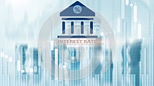 Interest rate on abstract finance background. Finance, capital banking and investment concept