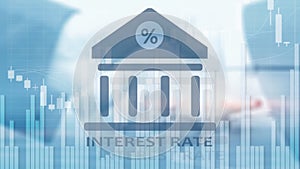 Interest rate on abstract finance background. Finance, capital banking and investment concept