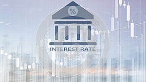 Interest rate on abstract finance background. Finance, capital banking and investment concept