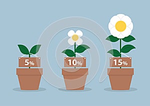 Interest rates and different size of flowers, Financial concept