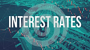 Interest Rates theme with US shipping port