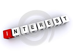 interest word block on white