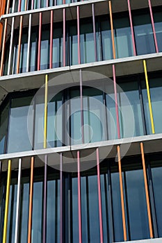 Interesting abstract colorful vertical decoration line on a building