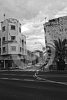 Interesting colorful holiday houses in the streets of the Spanish city of Sanca Cruz in Tenerife