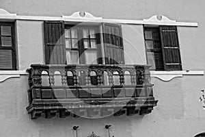 Interesting colorful holiday houses in the streets of the Spanish city of Sanca Cruz in Tenerife