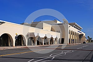 Interesting design of Malta International Airport building entrance with new road when you get off or on the flight