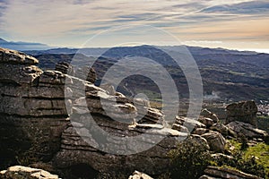 Interesting eroded karst rock formations photo