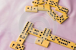 Interesting and exciting game of dominoes with beautiful dice and chips