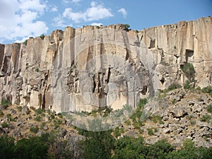 Interesting geologic form mountain in the valley of Ihlara in Turkey.