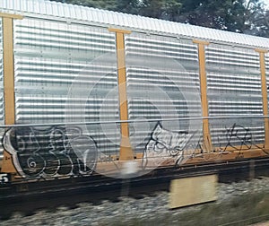 Interesting graffiti on a freight train