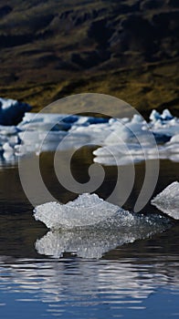 Interesting ice rocks floating on the Atlantic ocean