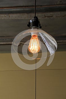 Interesting lamp, with glass shade and pull chain