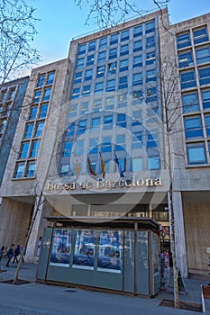 Interesting modern building in Barcelona, Spain. Building stock exchange. 15. 02. 2018 Spain