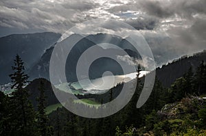 Evening above Achen lake with dramatic cloudy sky, The Brandenberg Alps, Austria, Europe photo