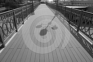 An interesting picture: the shadow of a decorative lantern with round shades.