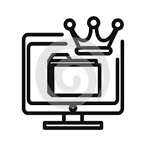 Premium Content Black And White Icon Illustration