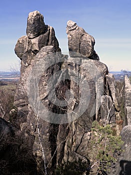 Interesting rock formation - Rock tower in the Crows Rocks in Lu