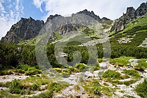 Interesting rocky scenery as you climb the hiking trail to the Skok waterfall in the High Tatras