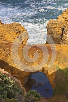 Interesting seascape, Great Ocean Road seacoast in Australia, scenery spot, rocks and waves, tourist spot