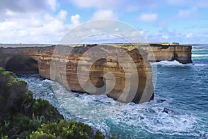 Interesting seascape, Great Ocean Road seacoast in Australia, scenery spot, rocks and waves, tourist spot