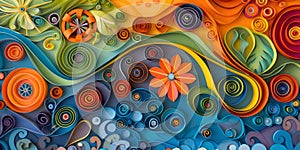 Interesting and unusual abstract background in quilling style, made from paper strips. Suitable for use in art and crafts,