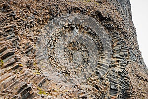 Interesting volcanic rock shapes, basalt column pattern