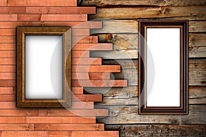 Interesting wood wall with frames