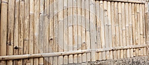 Interestingly Dried Bamboo Fence with Natural Color photo