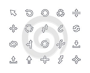 Interface arrows icons outline set