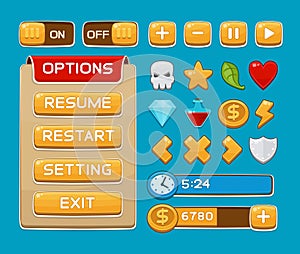 Interface buttons set for games or apps