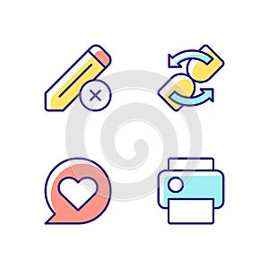 Interface creation process RGB color icons set